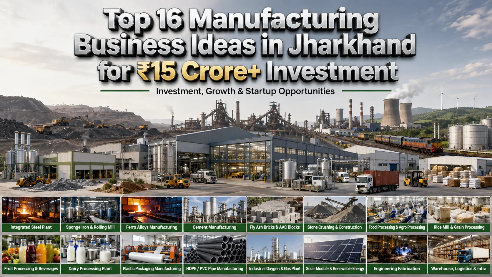 Top 16 Manufacturing Business Ideas in Jharkhand ₹15 Crore+