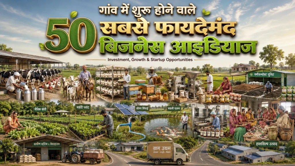 गांव में बिजनेस आइडिया: 50 सबसे फायदेमंद बिजनेस 2026