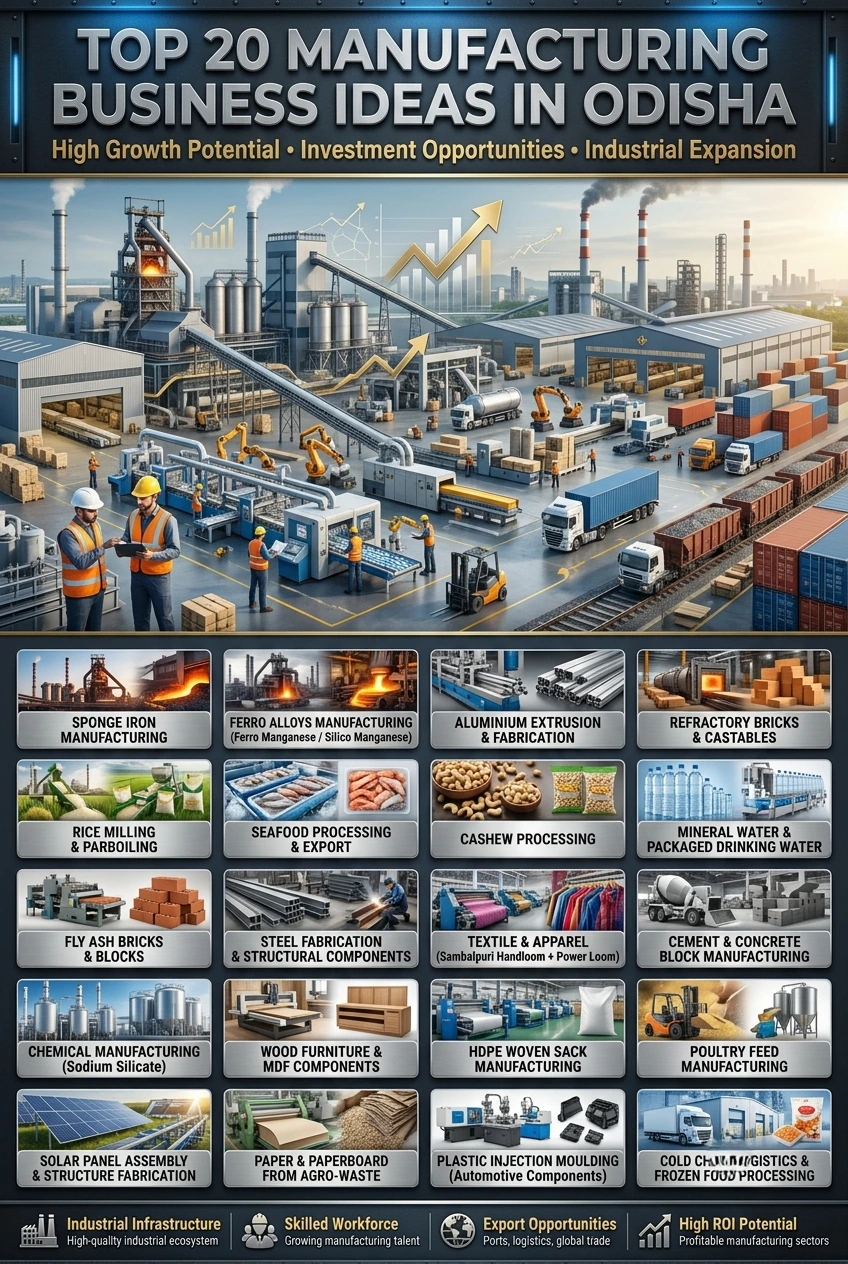 Top manufacturing business ideas in Odisha with ₹15 crore investment
